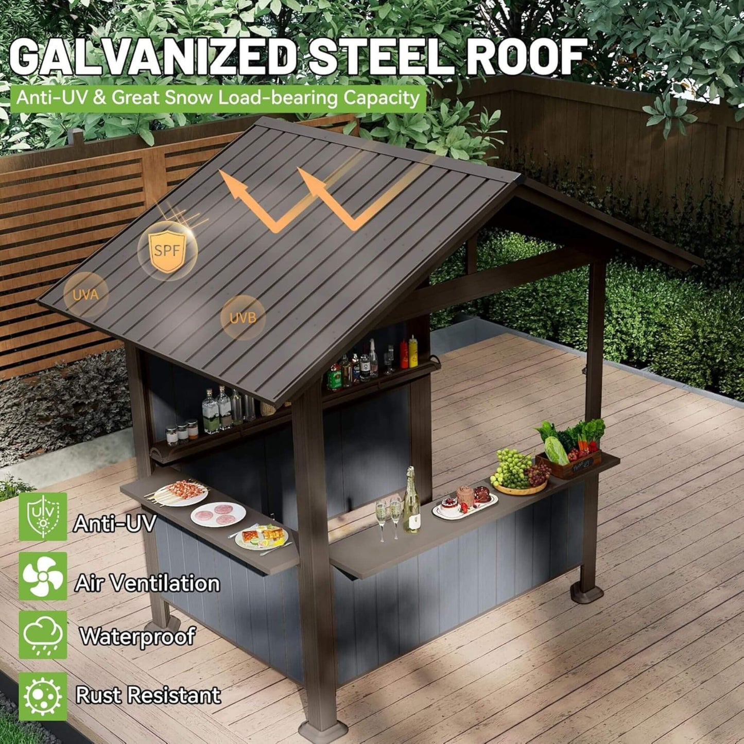 [06X09FT] Alora Heavy-Duty Gable Roof Hardtop Grill Gazebo (SAK49731)