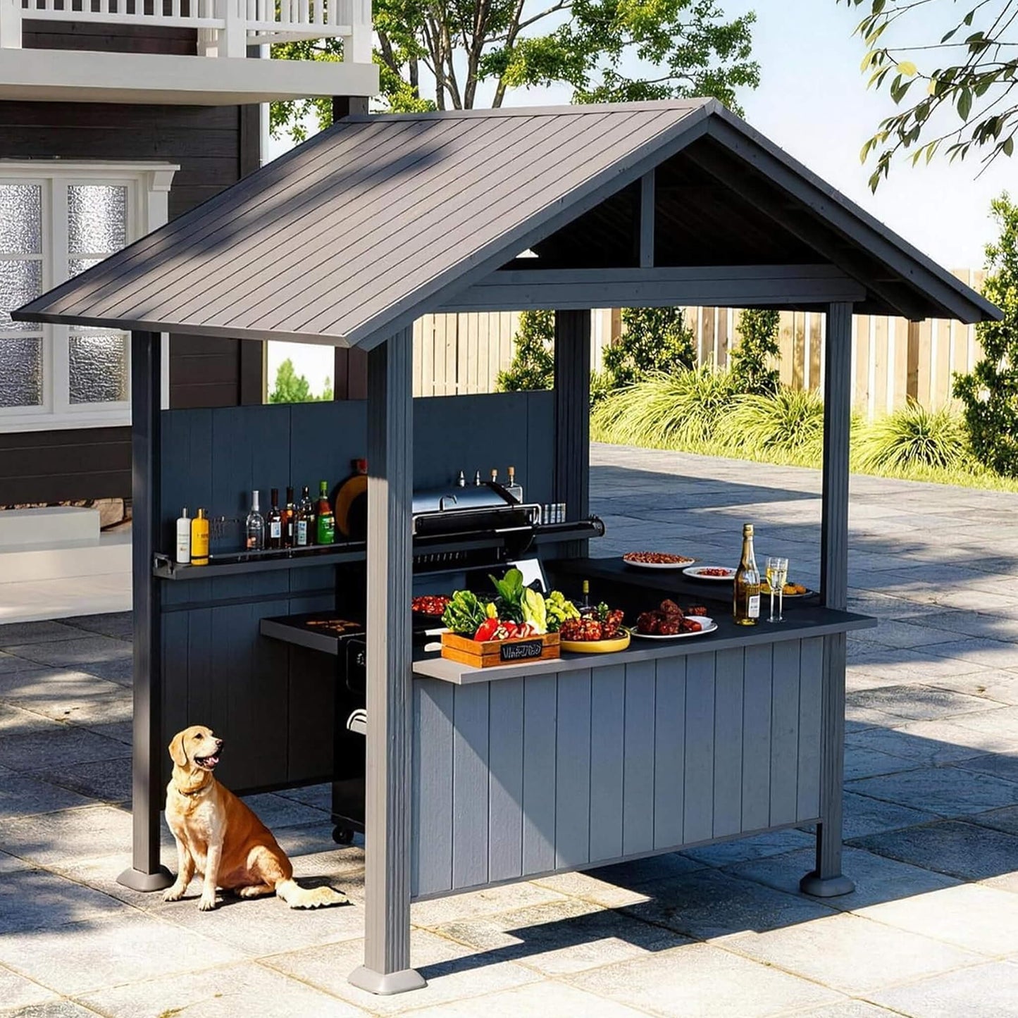 [06X09FT] Alora Heavy-Duty Gable Roof Hardtop Grill Gazebo (SAK49731)
