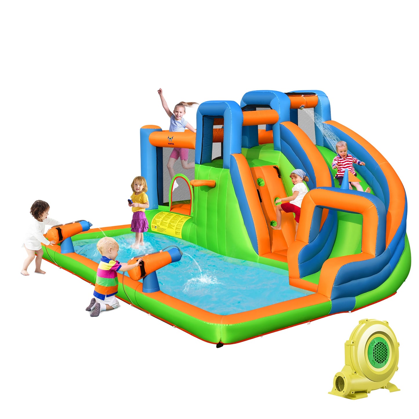 Gbruno 7-in-1 Inflatable Water Park Bouncer with Dual Climbing Walls