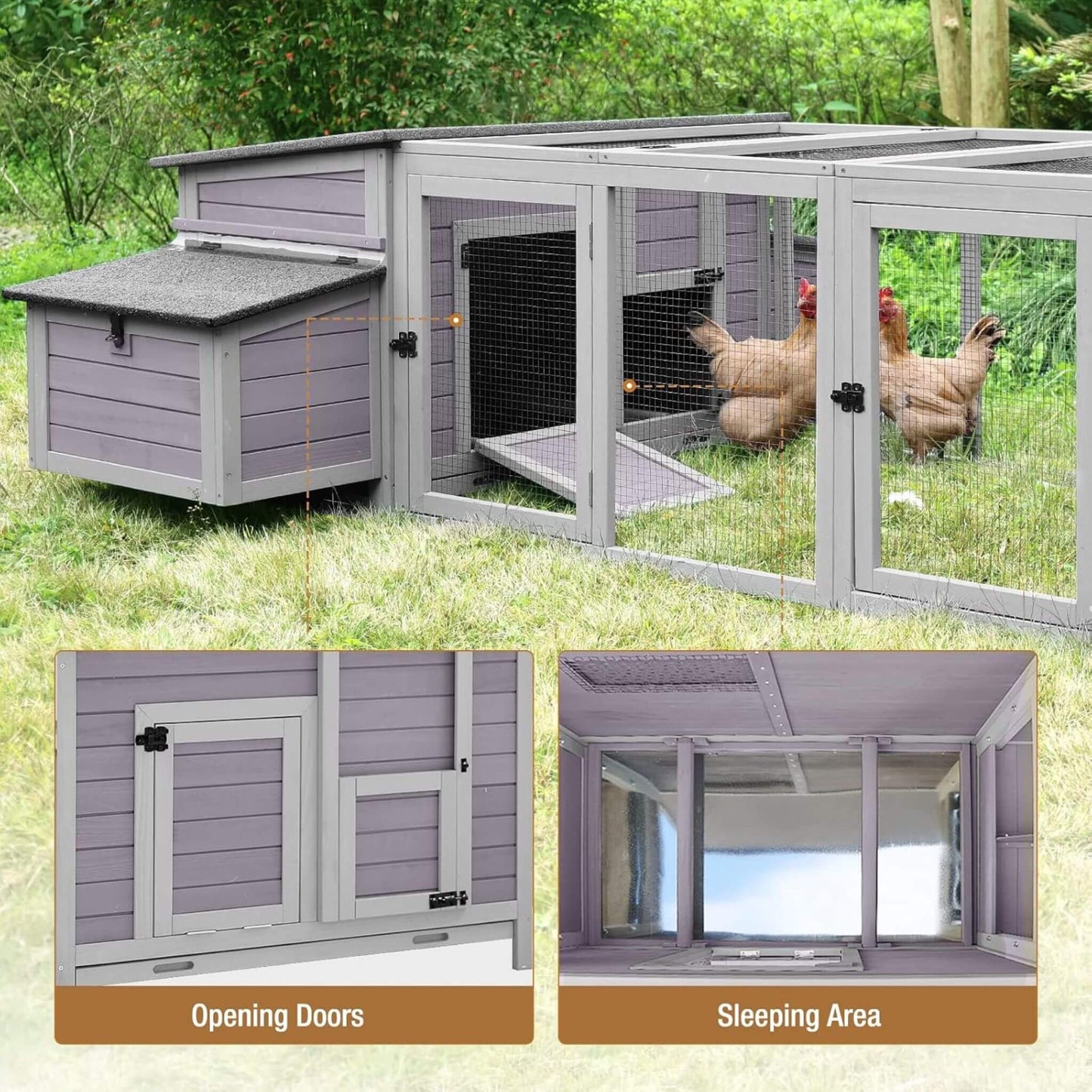 Large 103-Inch Chicken Coop with Run & Nesting Box