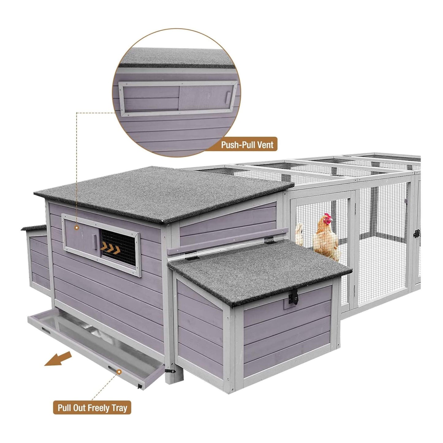 Large 103-Inch Chicken Coop with Run & Nesting Box