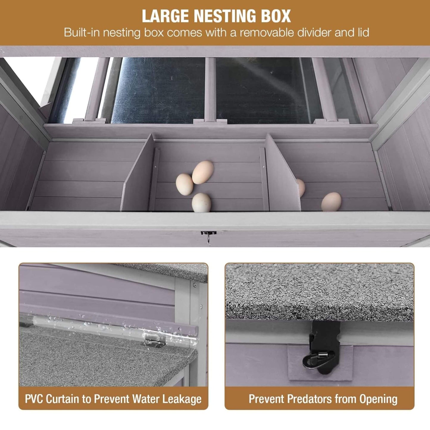 Large 115-Inch Portable Chicken Coop with Run and Nesting Boxes