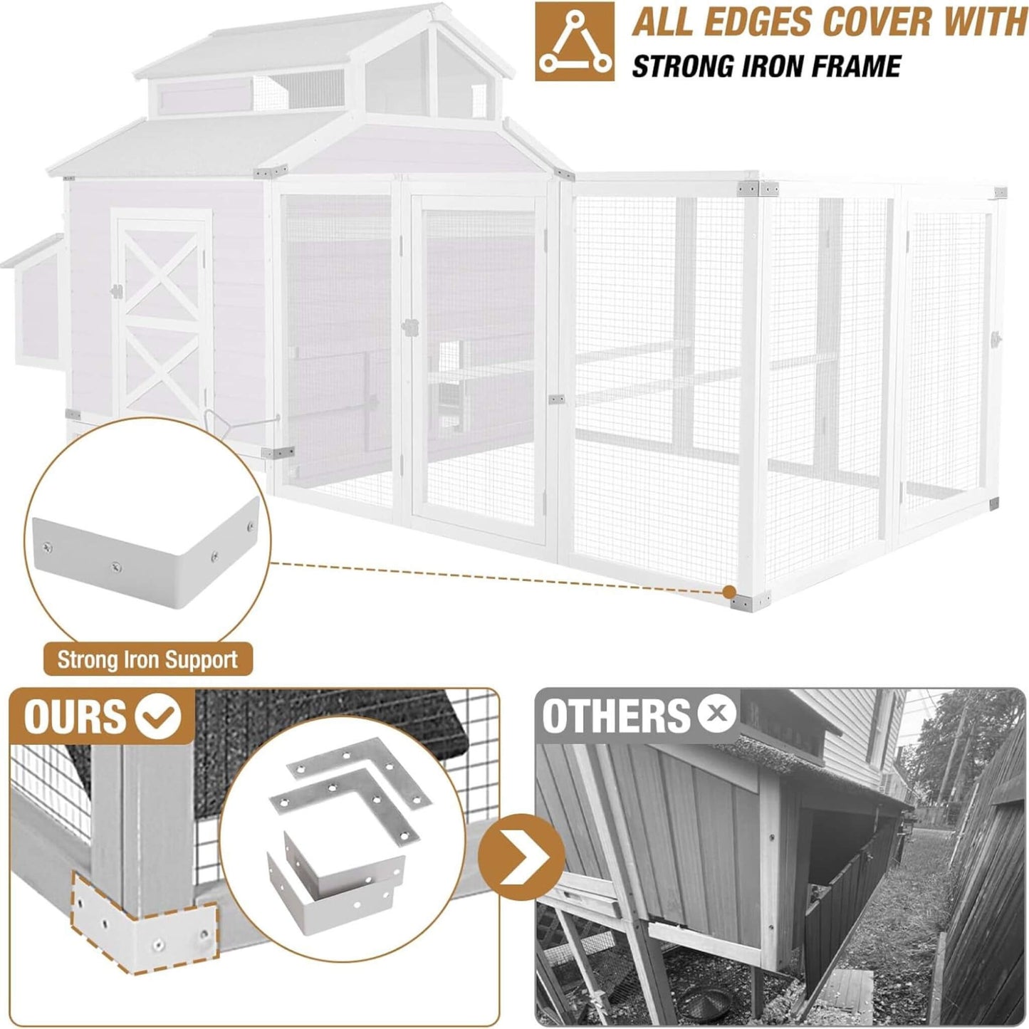 Large 115-Inch Portable Chicken Coop with Run and Nesting Boxes