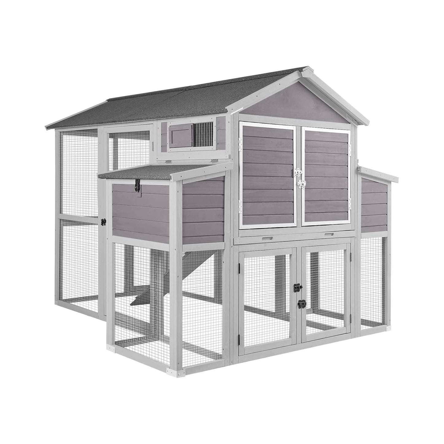 Large 76-Inch Outdoor Chicken Hen House With Sleeping Area And Run [6-10 Chickens] (SAK56431)