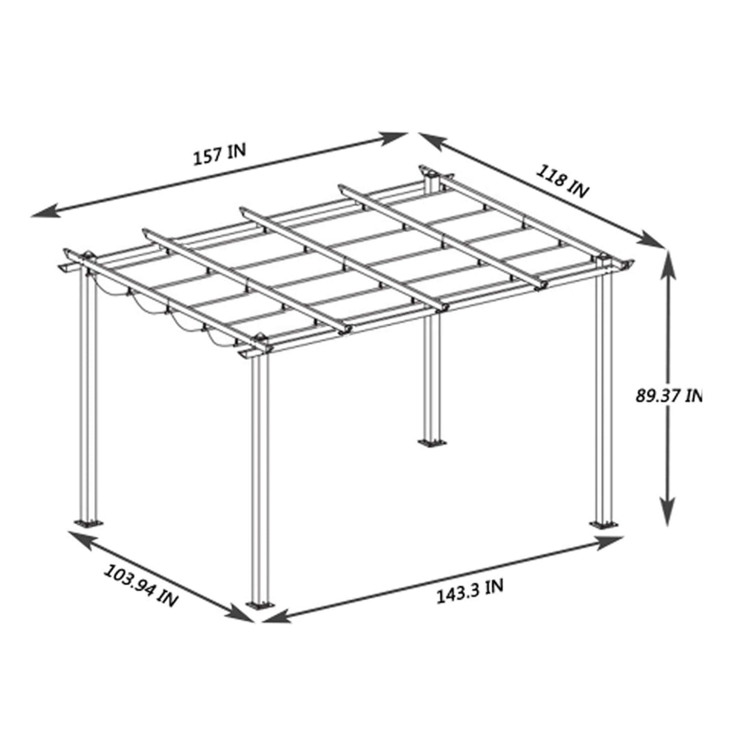 Alora Large Outdoor Patio Pergola With Canopy & Retractable Sun Shades, Beige (SAK51842)