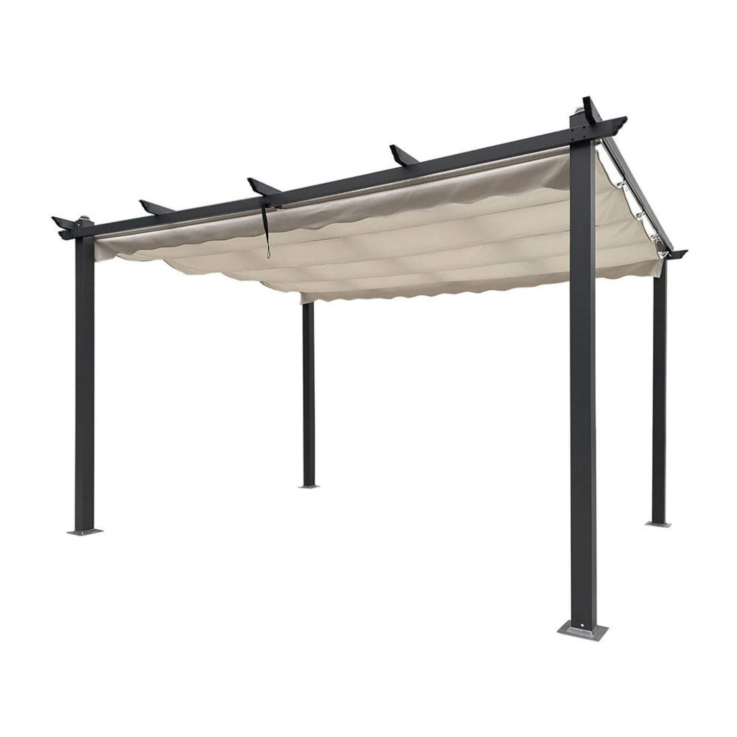 Alora Large Outdoor Patio Pergola With Canopy & Retractable Sun Shades, Beige (SAK51842)