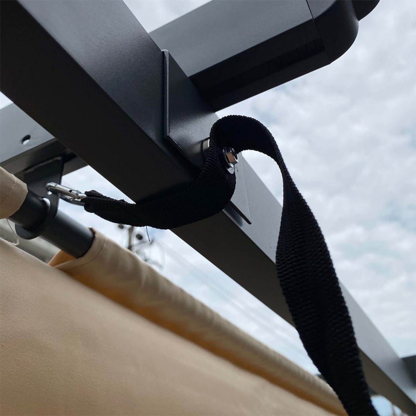 Alora Large Outdoor Patio Pergola With Canopy & Retractable Sun Shades, Beige (SAK51842)