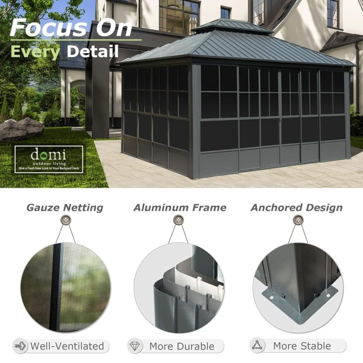 Veranda Heavy-Duty All-Season Double Roof Backyard Sunroom