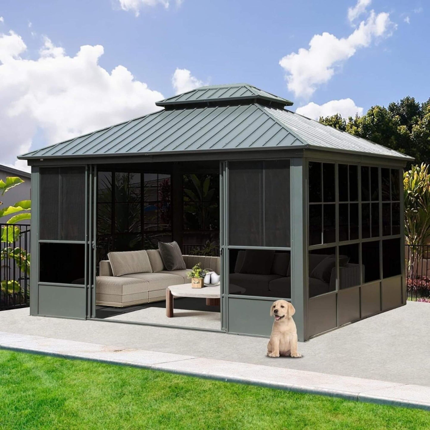 Veranda Heavy-Duty All-Season Double Roof Backyard Sunroom