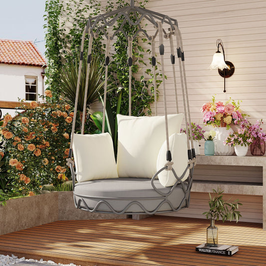 Luxury Outdoor Hanging Basket Swing Chair with UV Resistant Cushions