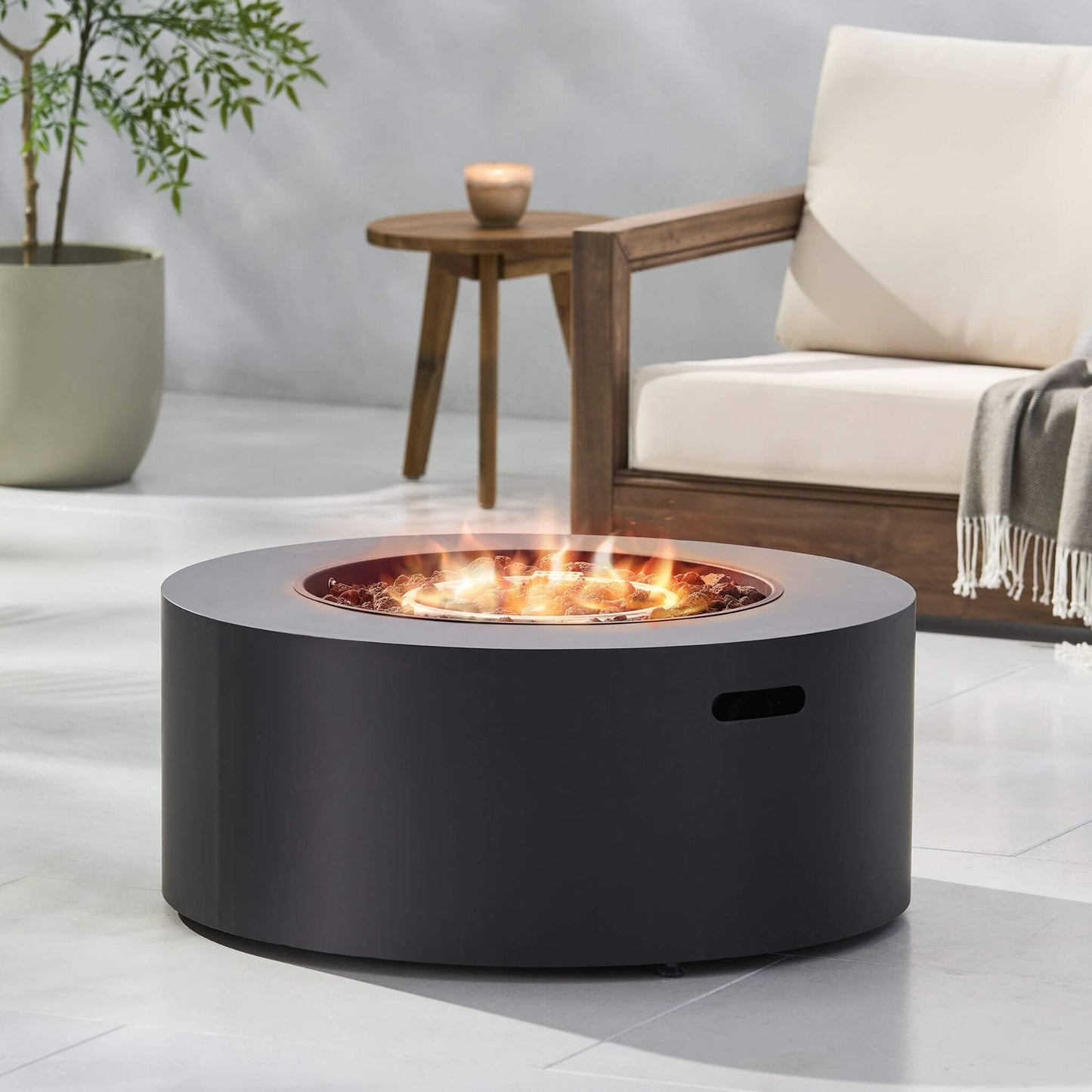 32-Inch Round Iron Propane Fire Pit - 40K BTU