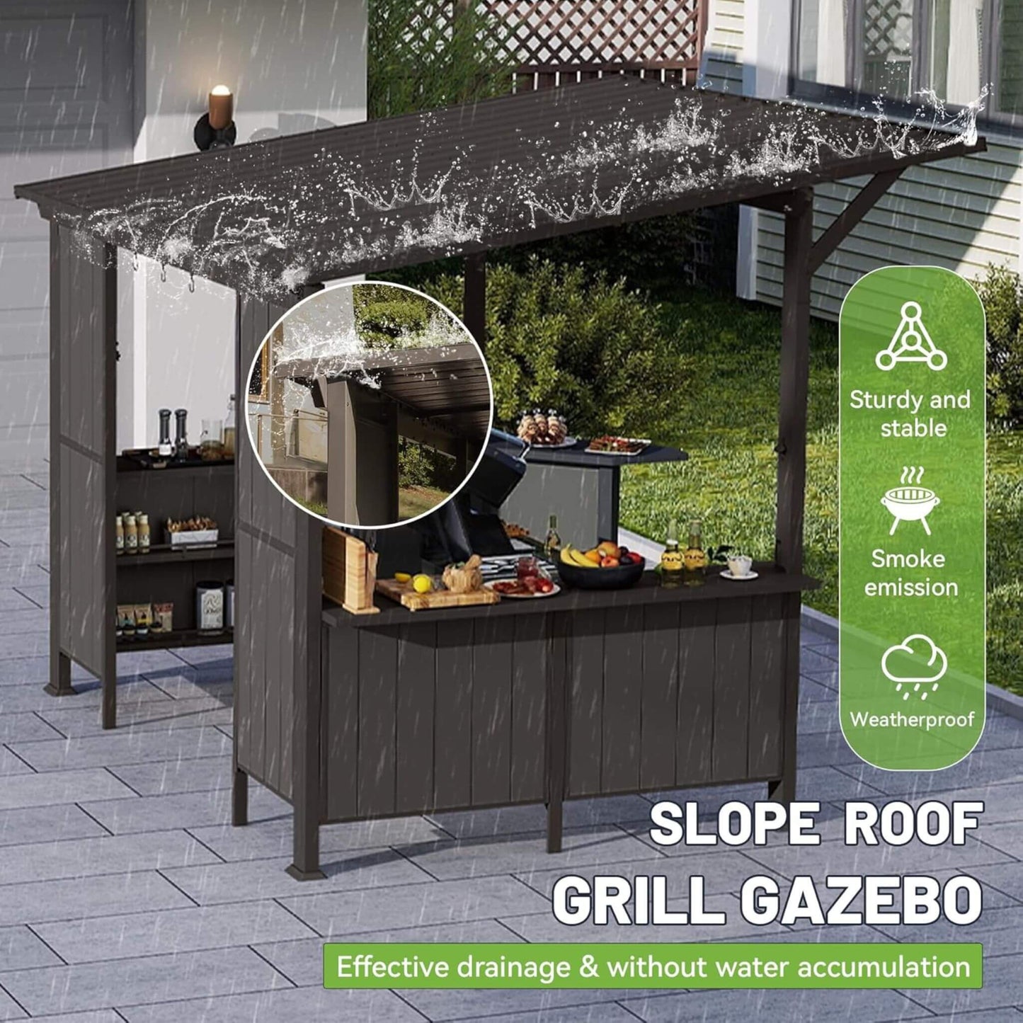 Alora Modern Slanted Hardtop Alloy Steel Grill Gazebo (SAK32687)