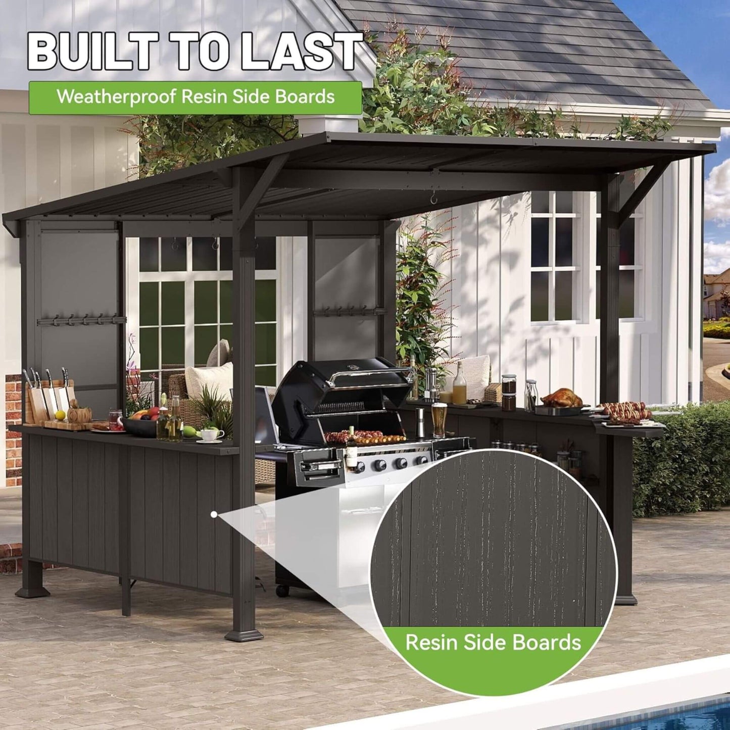 Alora Modern Slanted Hardtop Alloy Steel Grill Gazebo (SAK32687)