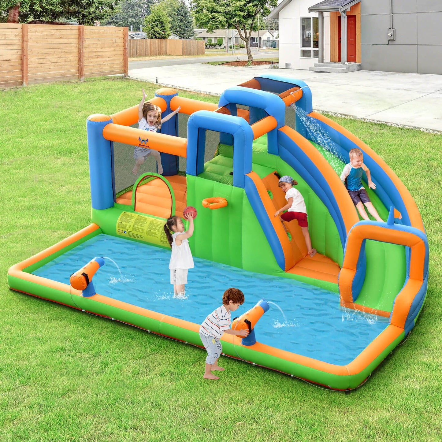 Gbruno 7-in-1 Inflatable Water Park Bouncer with Dual Climbing Walls