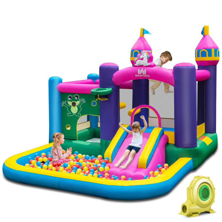 Gbruno 6-in-1 Kids Inflatable Unicorn Bounce House with Blower