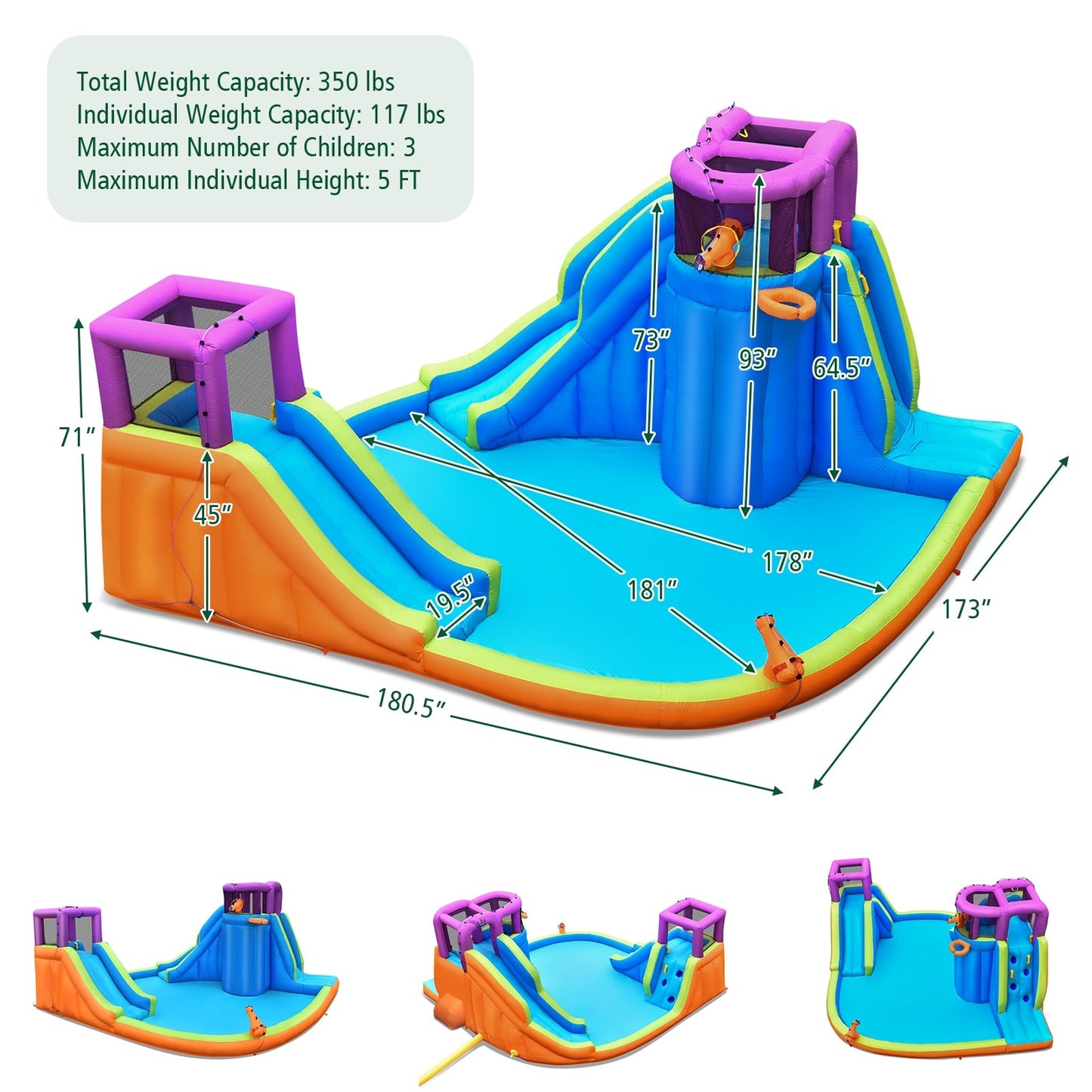 Gbruno 6-in-1 Inflatable Dual Water Slide Bounce House