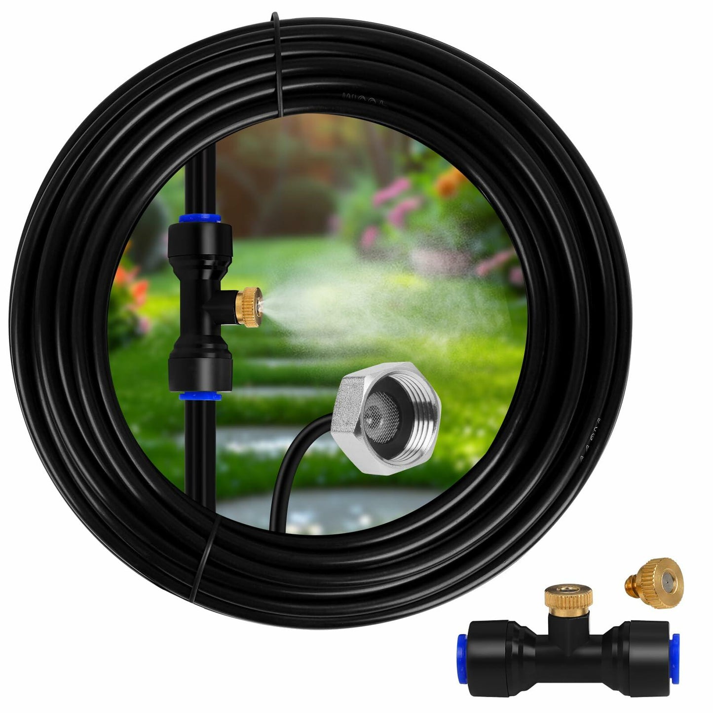 UBYNID 82FT Outdoor Patio Misting System with 21 Brass Nozzles