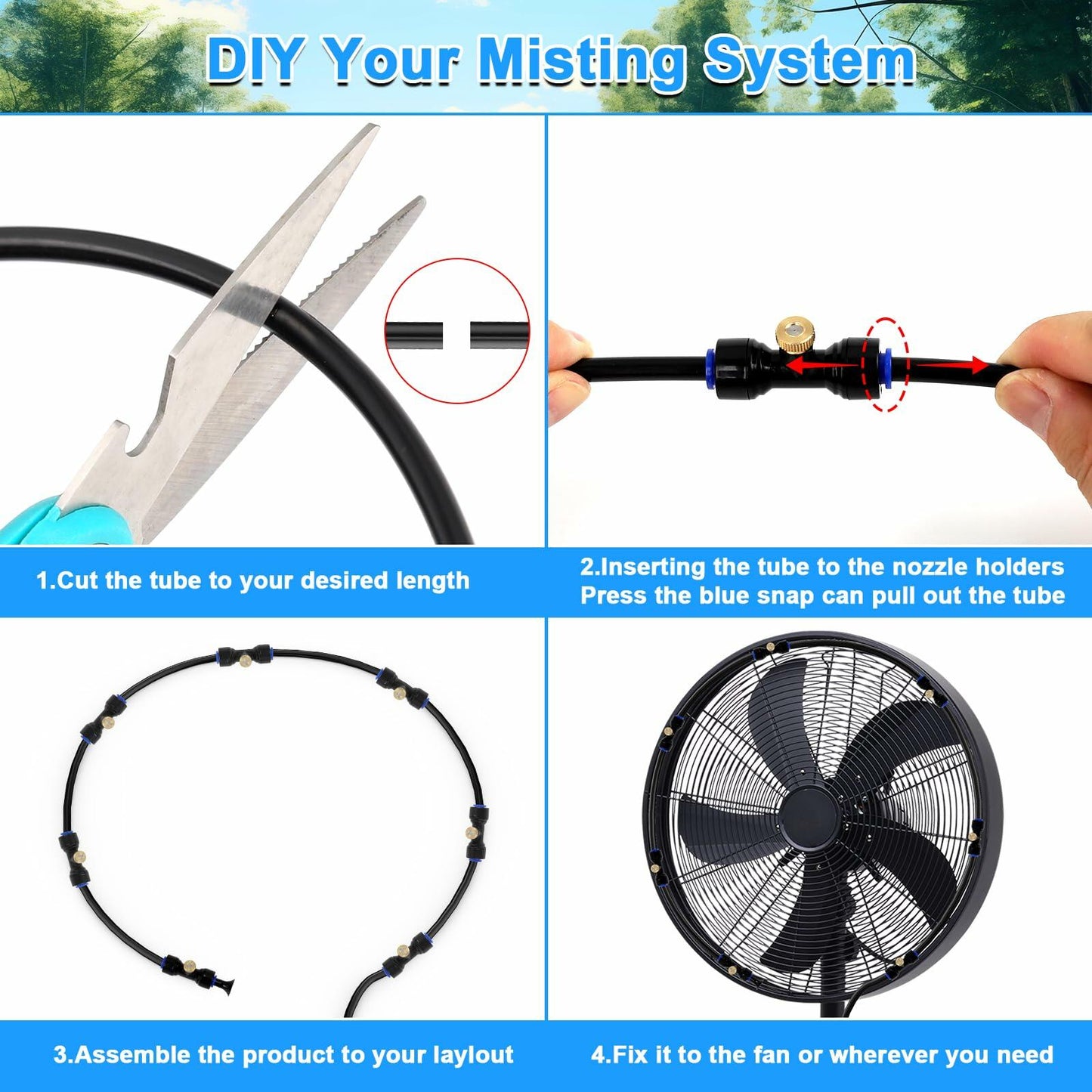 UBYNID 82FT Outdoor Patio Misting System with 21 Brass Nozzles