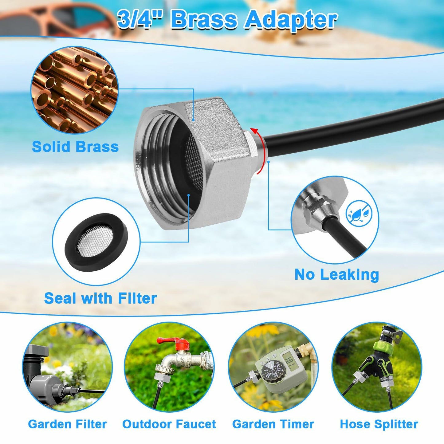 UBYNID 82FT Outdoor Patio Misting System with 21 Brass Nozzles