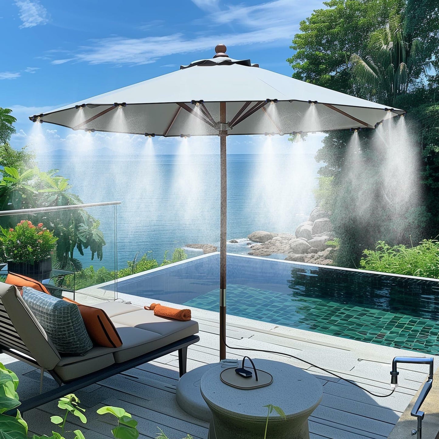 UBYNID 82FT Outdoor Patio Misting System with 21 Brass Nozzles