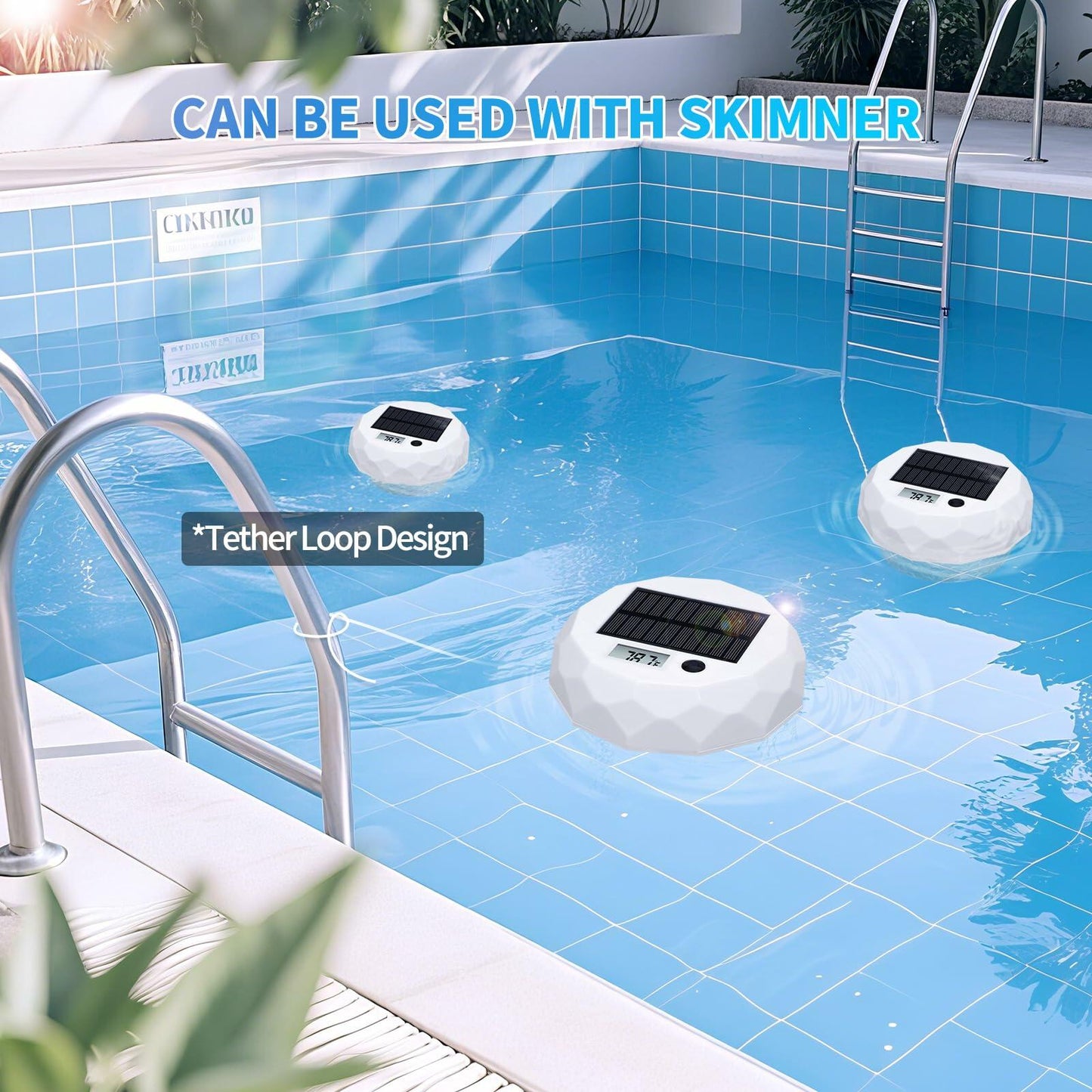 Glarepo Solar-Powered Floating Pool Thermometer with Colorful LCD Display