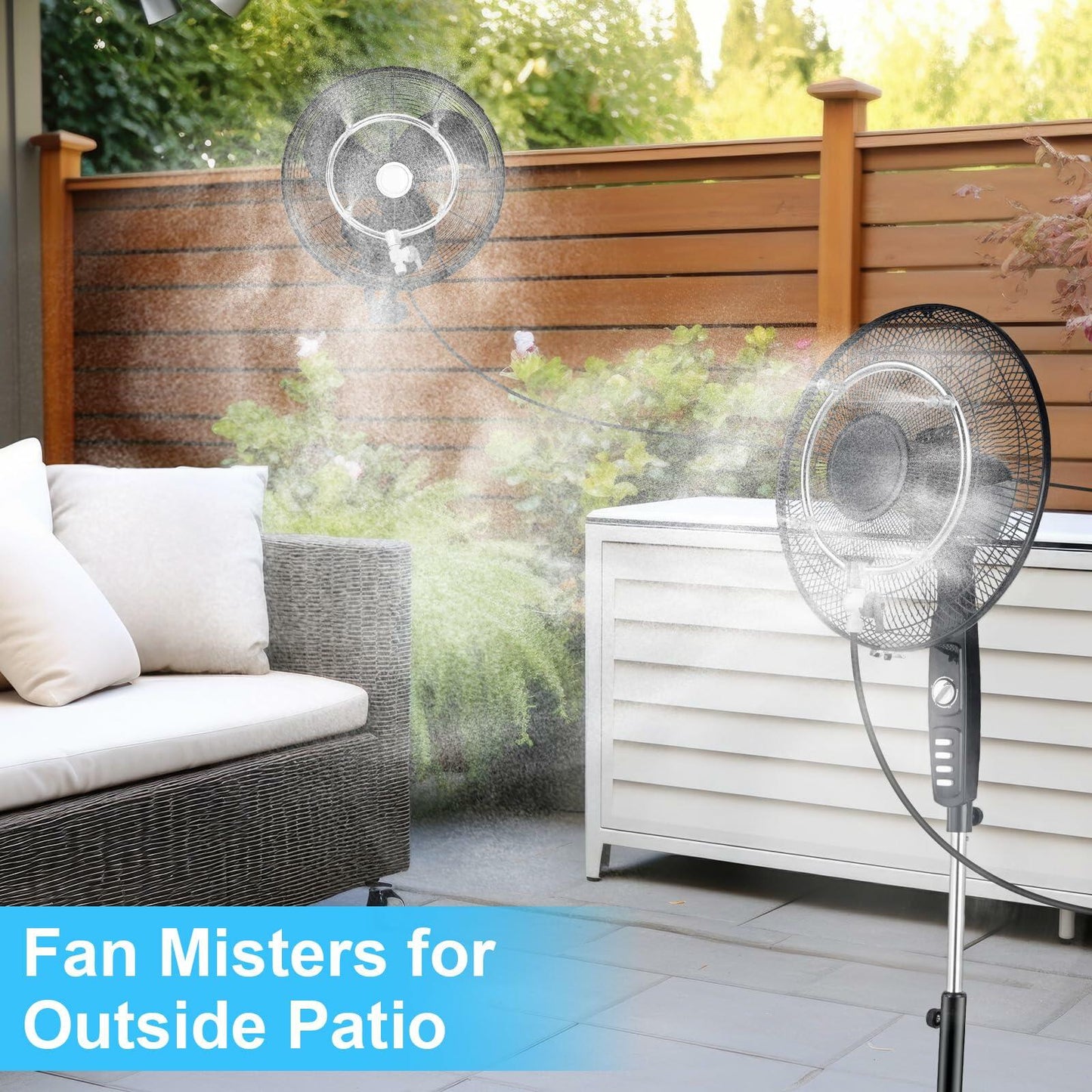 Reallnaive Stainless Steel Misting Fan Kit with 26ft Brass Nozzle Line