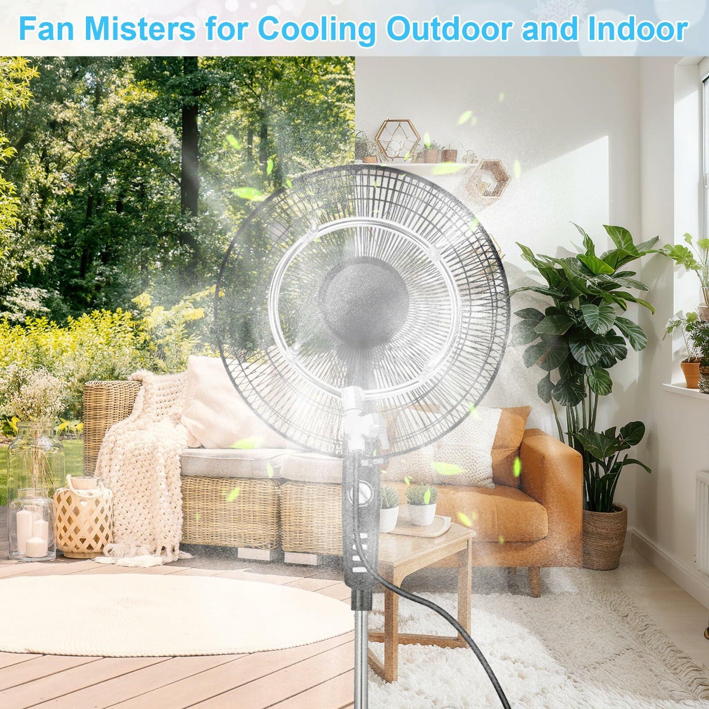 Reallnaive Stainless Steel Misting Fan Kit with 26ft Brass Nozzle Line