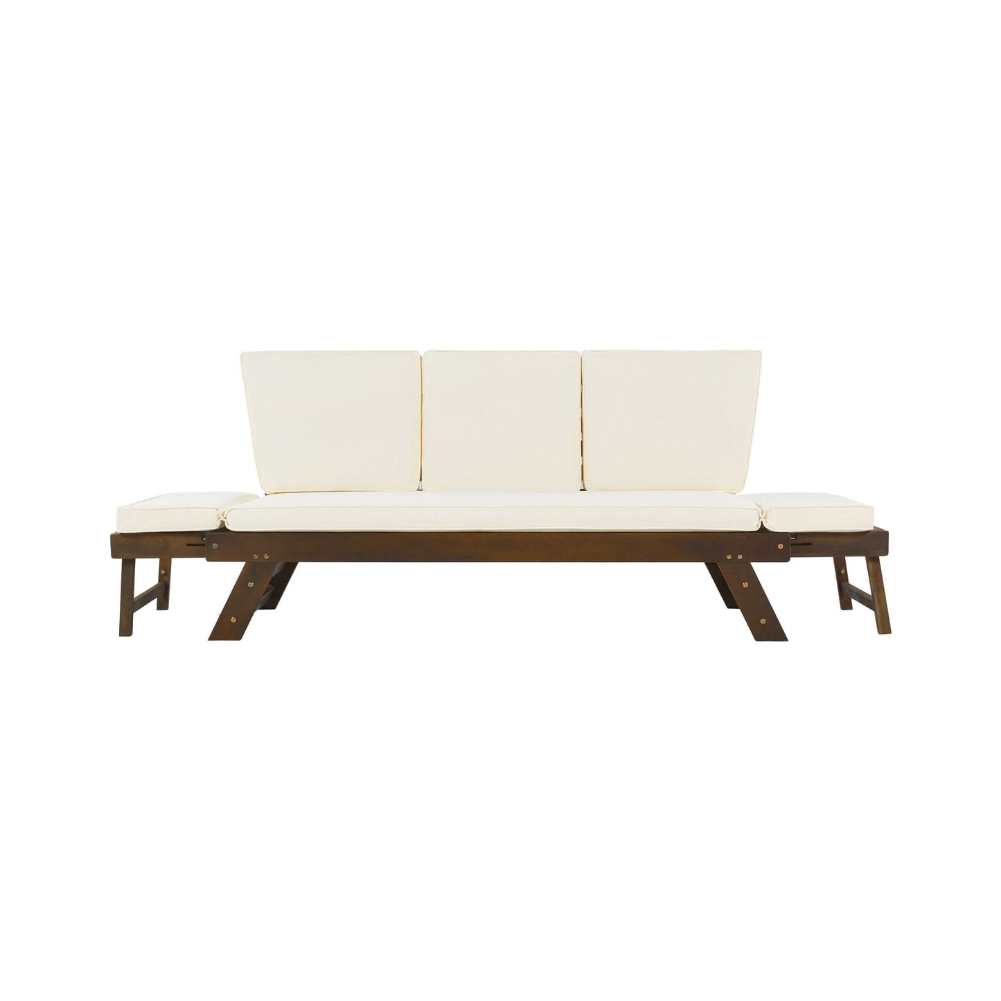 Adjustable Wooden Patio Daybed Sofa with Cushions