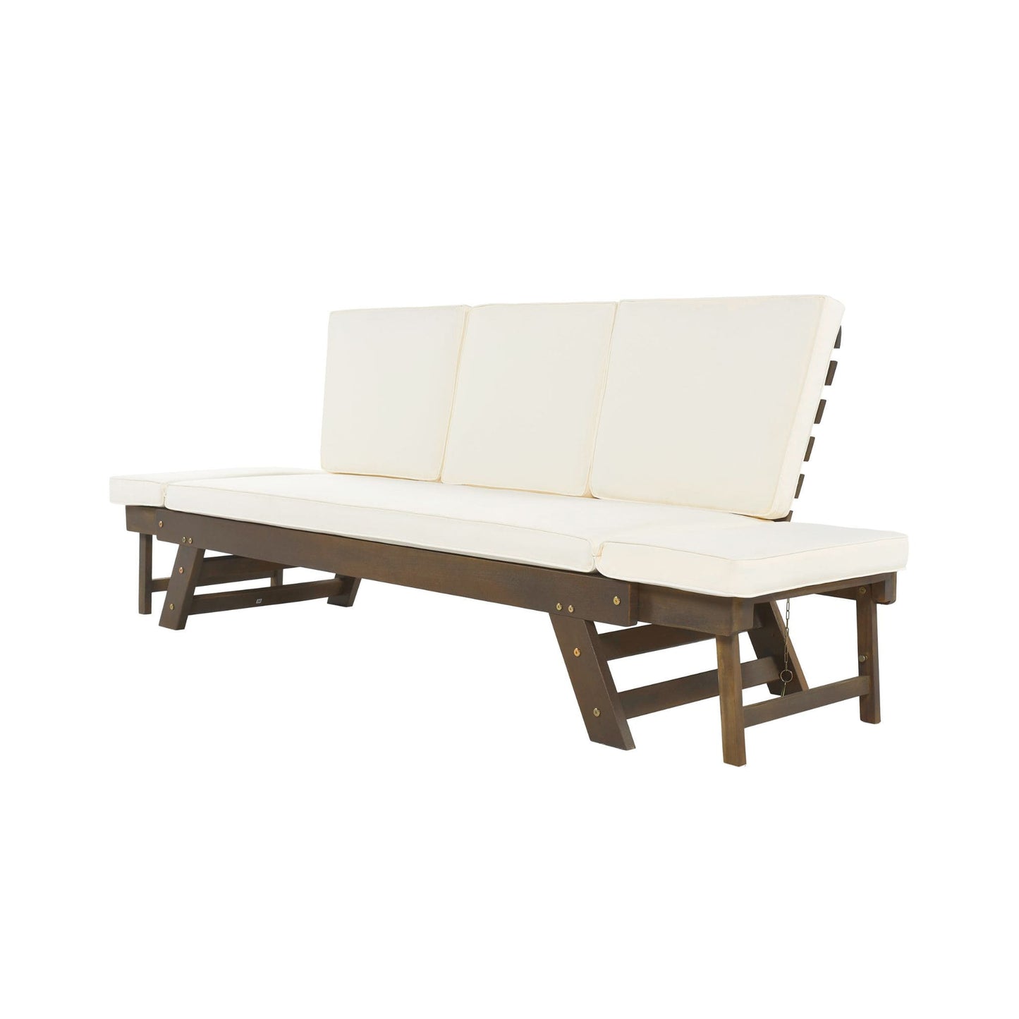 Adjustable Wooden Patio Daybed Sofa with Cushions