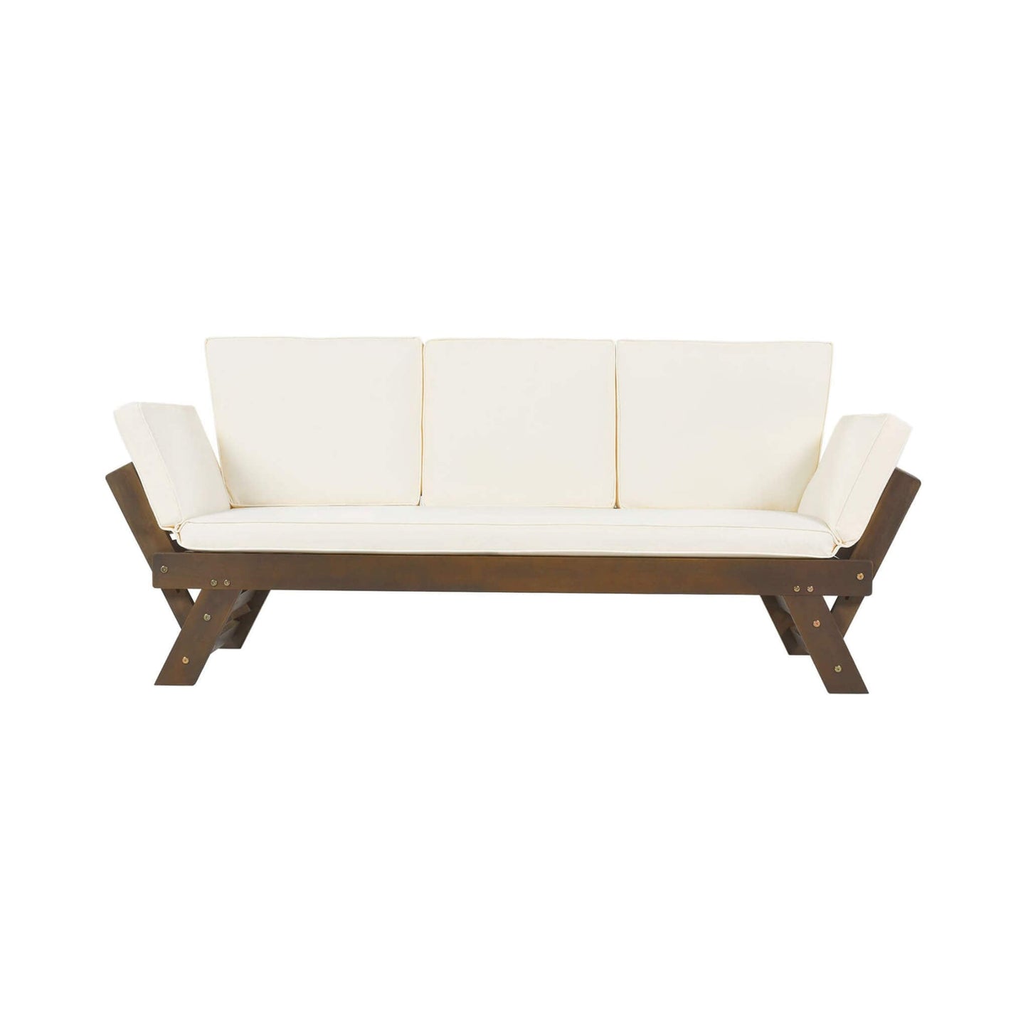 Adjustable Wooden Patio Daybed Sofa with Cushions