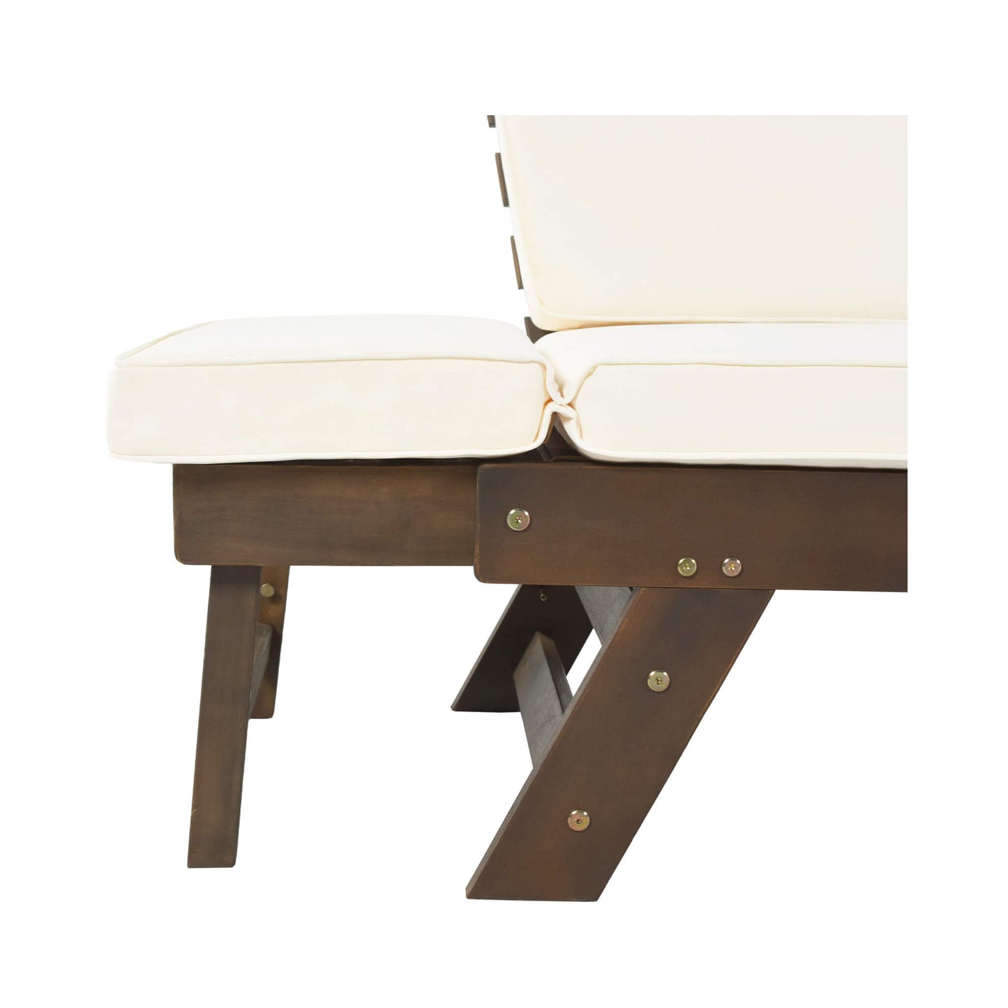 Adjustable Wooden Patio Daybed Sofa with Cushions