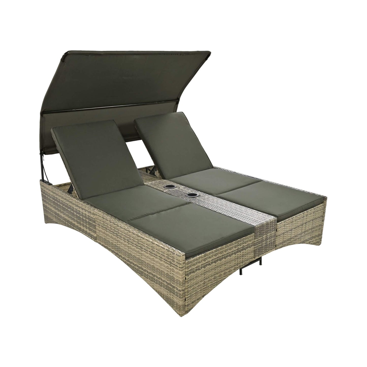 Outdoor Luxury Rattan Daybed with Canopy and Storage