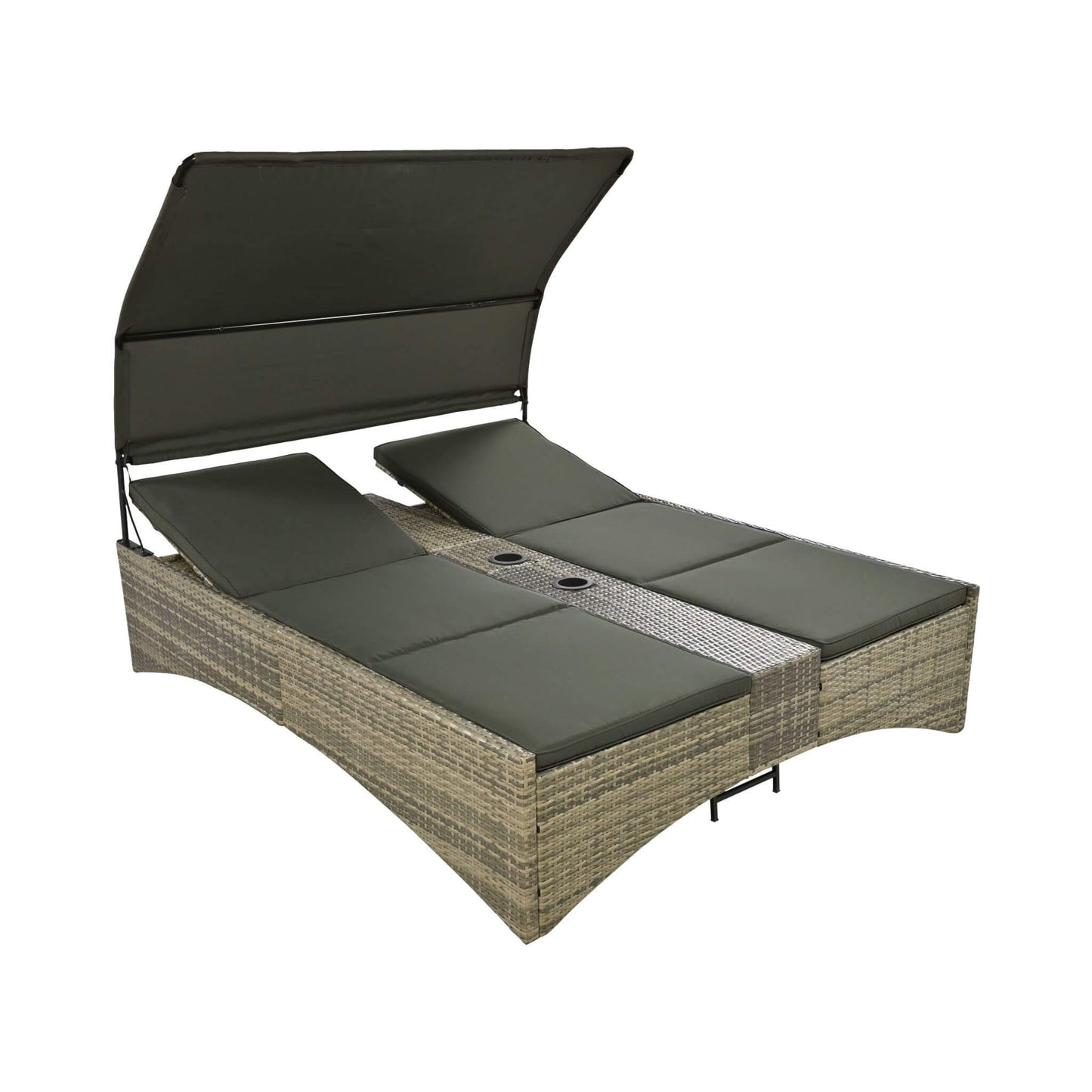 Outdoor Luxury Rattan Daybed with Canopy and Storage