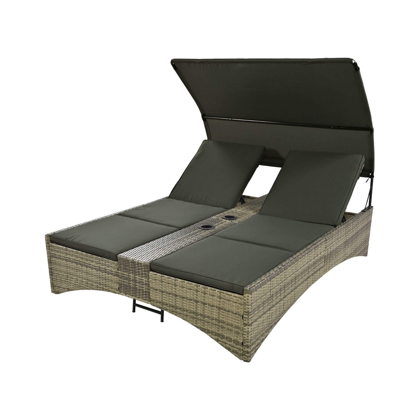 Outdoor Luxury Rattan Daybed with Canopy and Storage