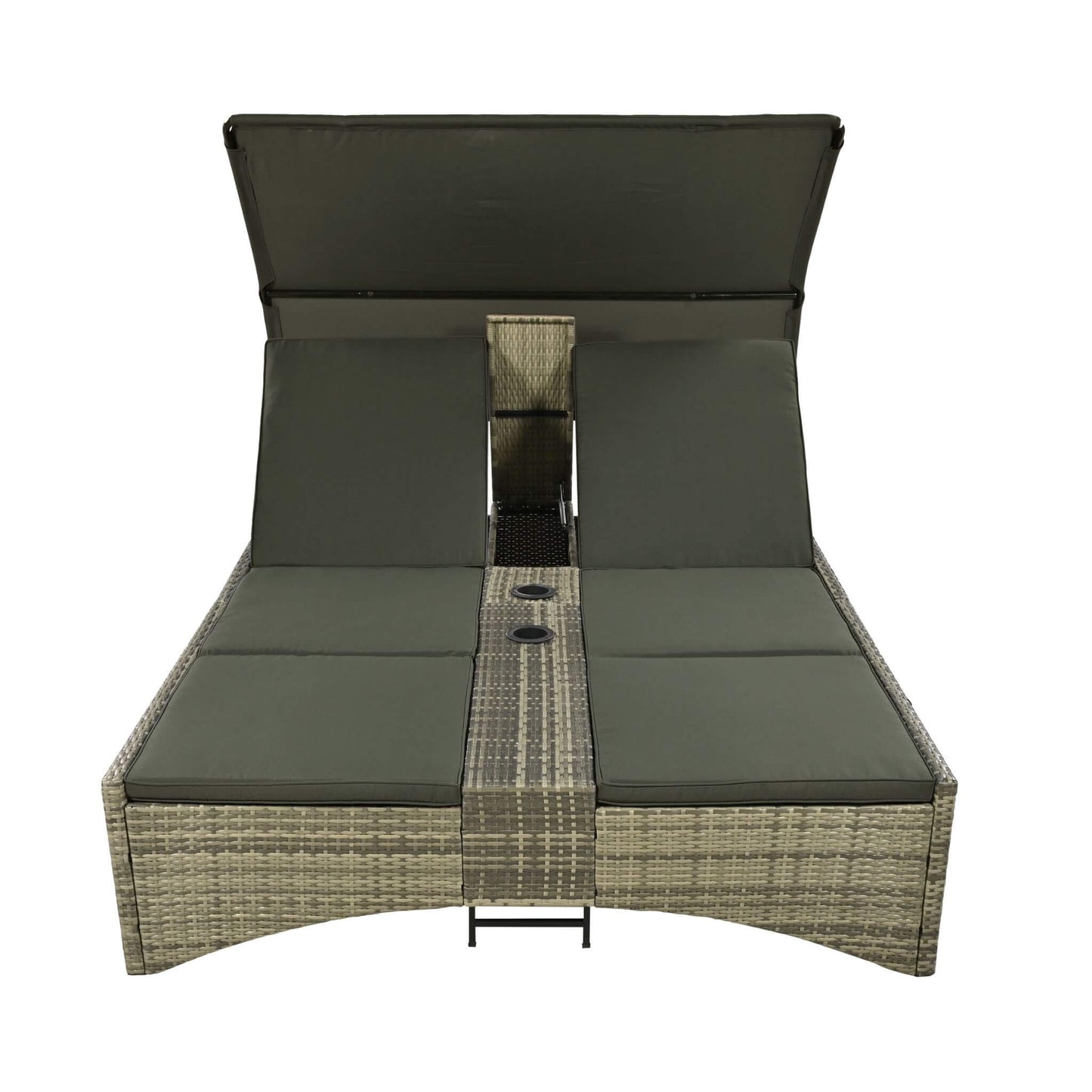Outdoor Luxury Rattan Daybed with Canopy and Storage