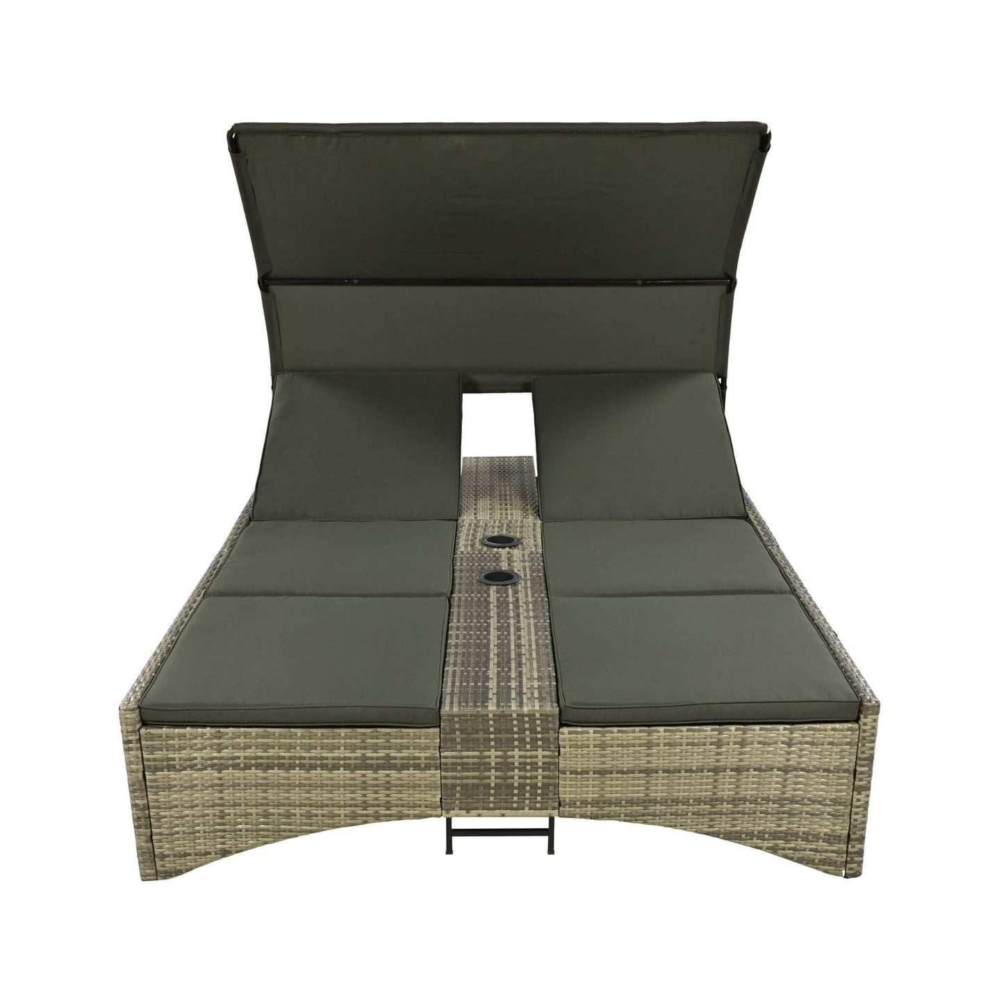 Outdoor Luxury Rattan Daybed with Canopy and Storage