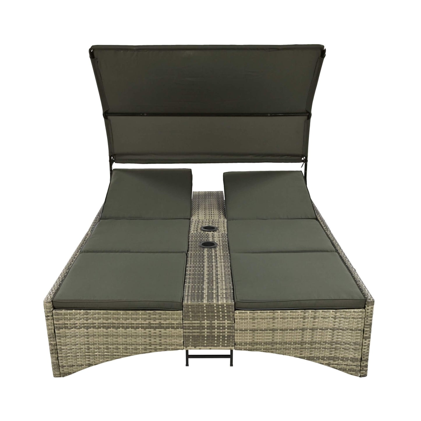 Outdoor Luxury Rattan Daybed with Canopy and Storage