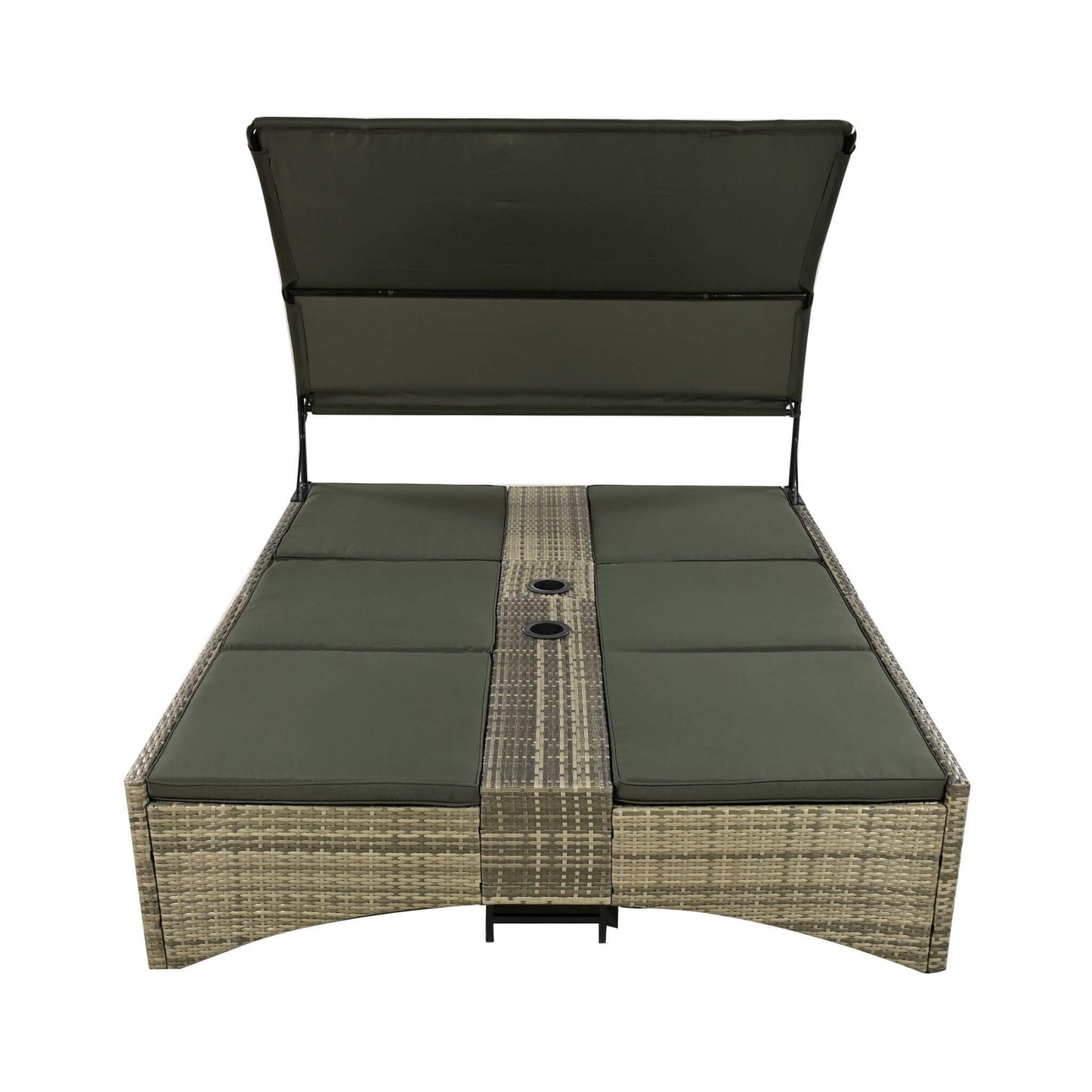 Outdoor Luxury Rattan Daybed with Canopy and Storage