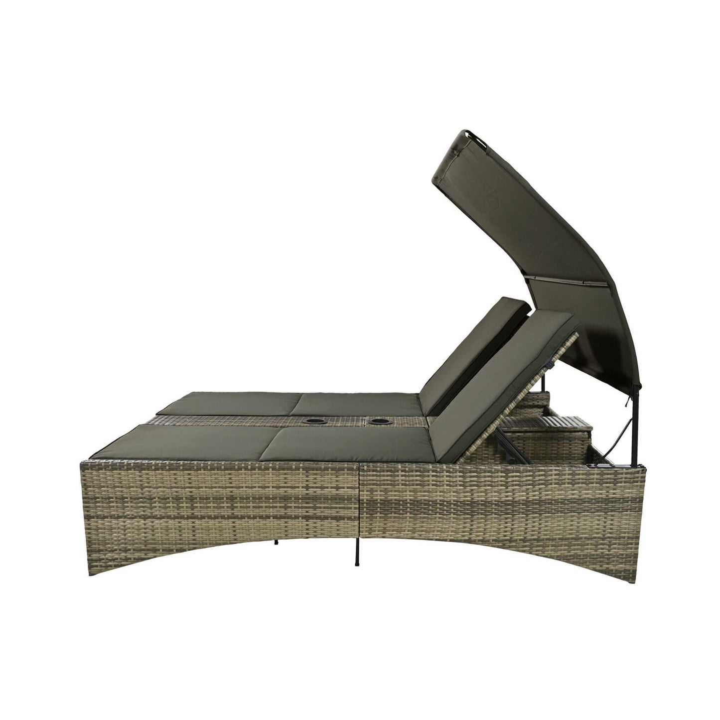 Outdoor Luxury Rattan Daybed with Canopy and Storage