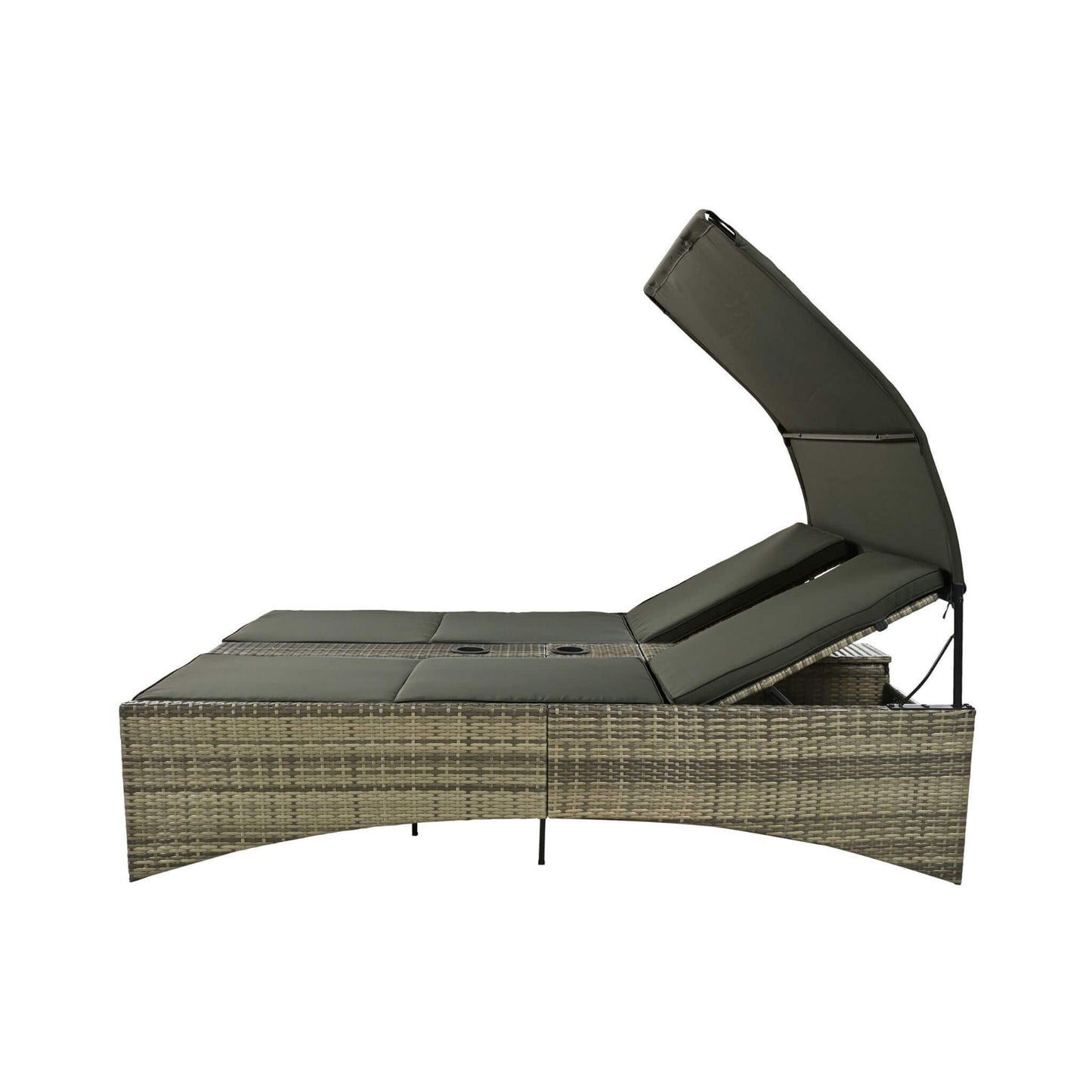 Outdoor Luxury Rattan Daybed with Canopy and Storage