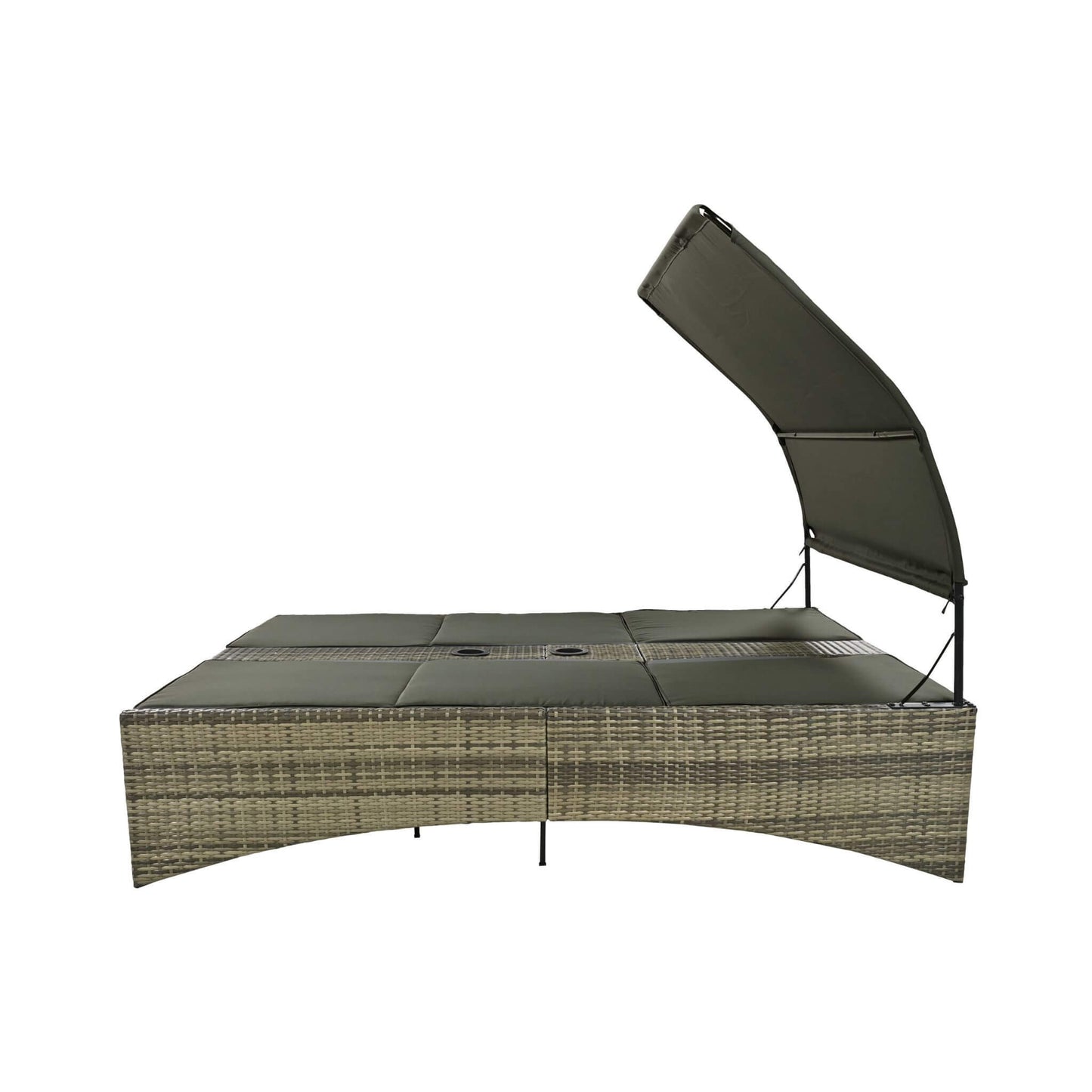 Outdoor Luxury Rattan Daybed with Canopy and Storage