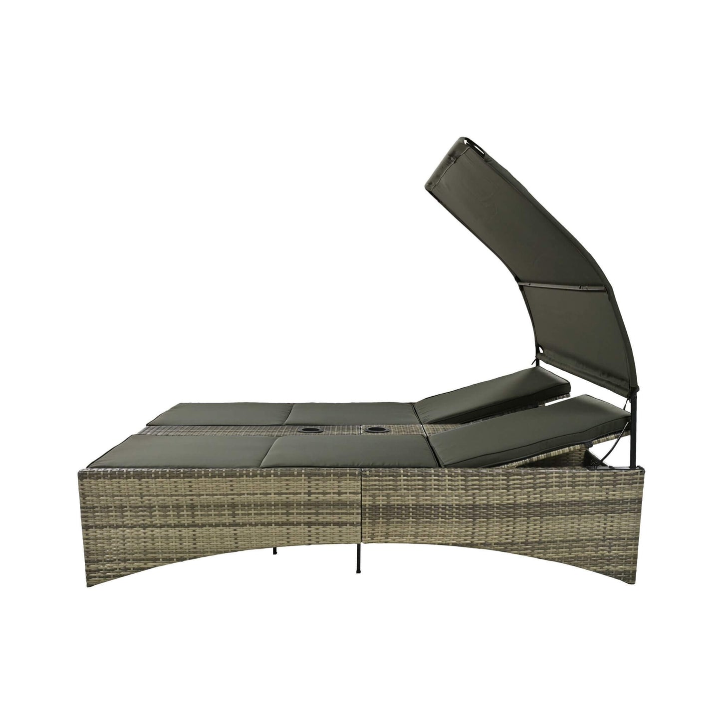 Outdoor Luxury Rattan Daybed with Canopy and Storage
