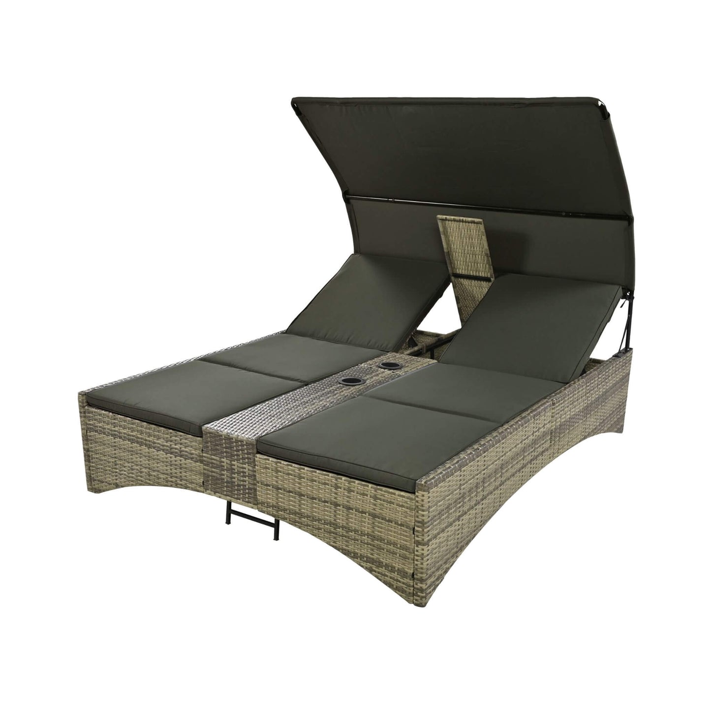 Outdoor Luxury Rattan Daybed with Canopy and Storage