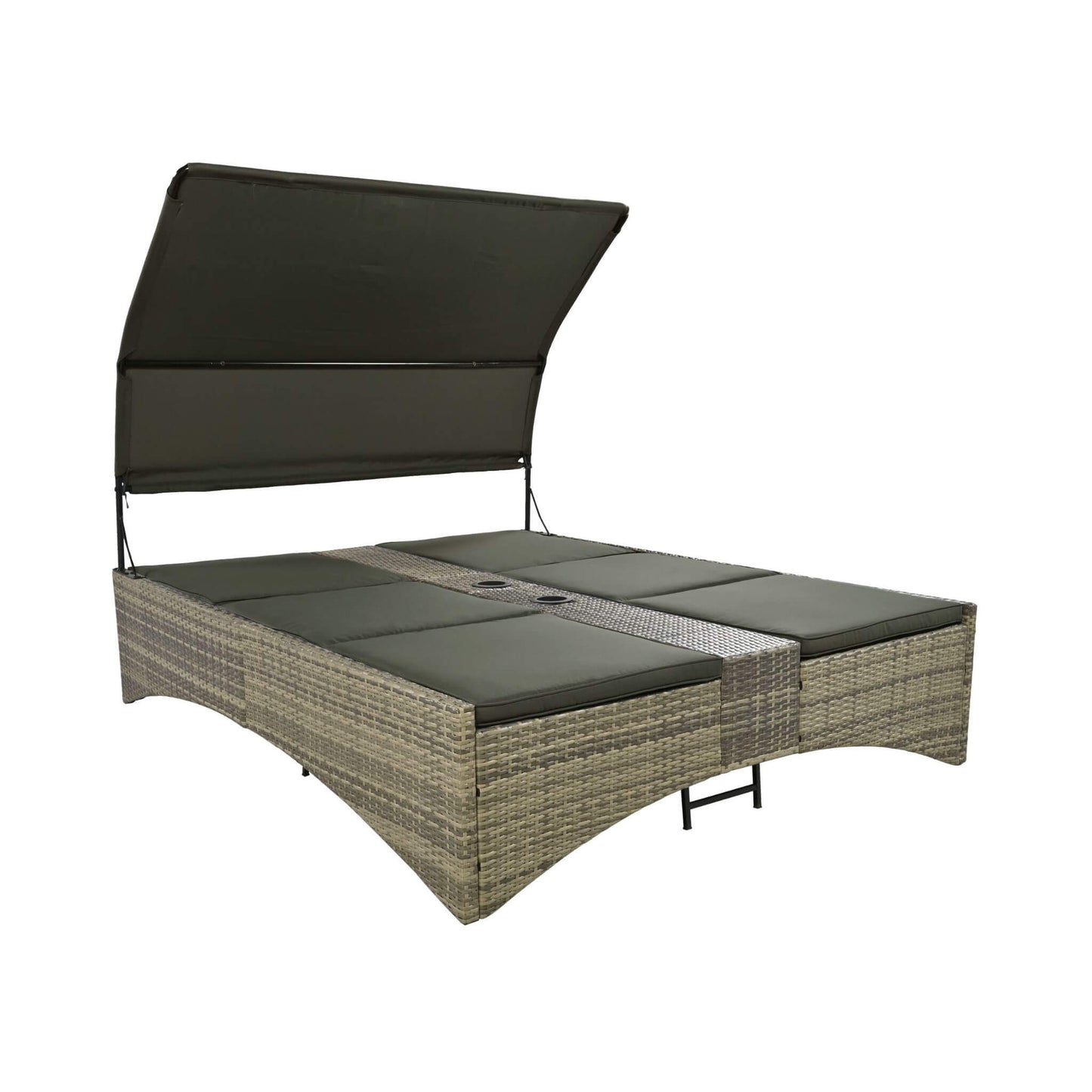 Outdoor Luxury Rattan Daybed with Canopy and Storage