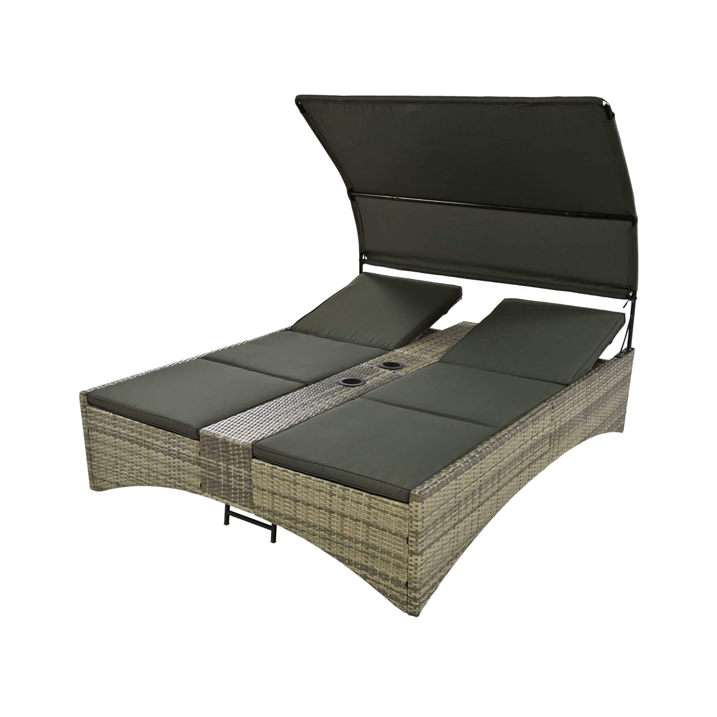 Outdoor Luxury Rattan Daybed with Canopy and Storage