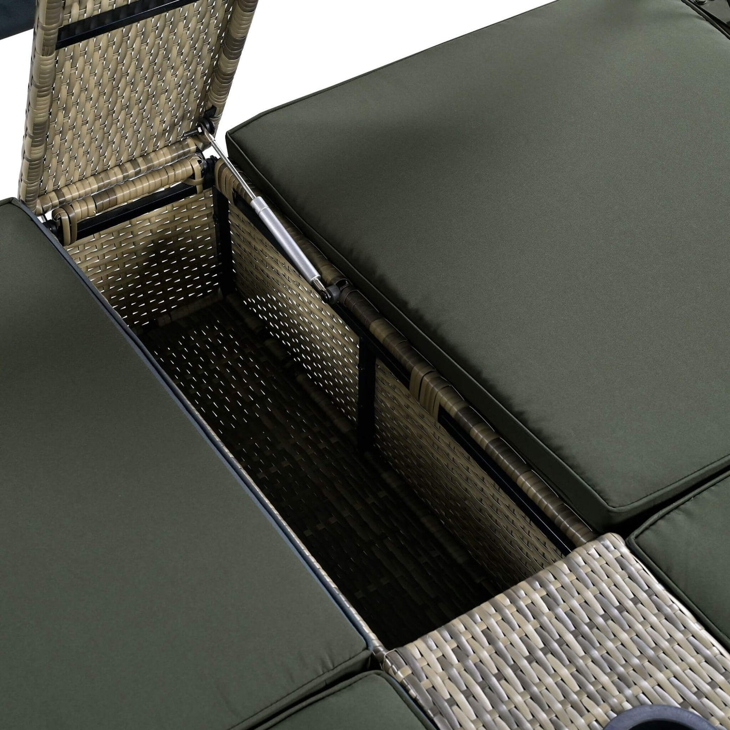 Outdoor Luxury Rattan Daybed with Canopy and Storage