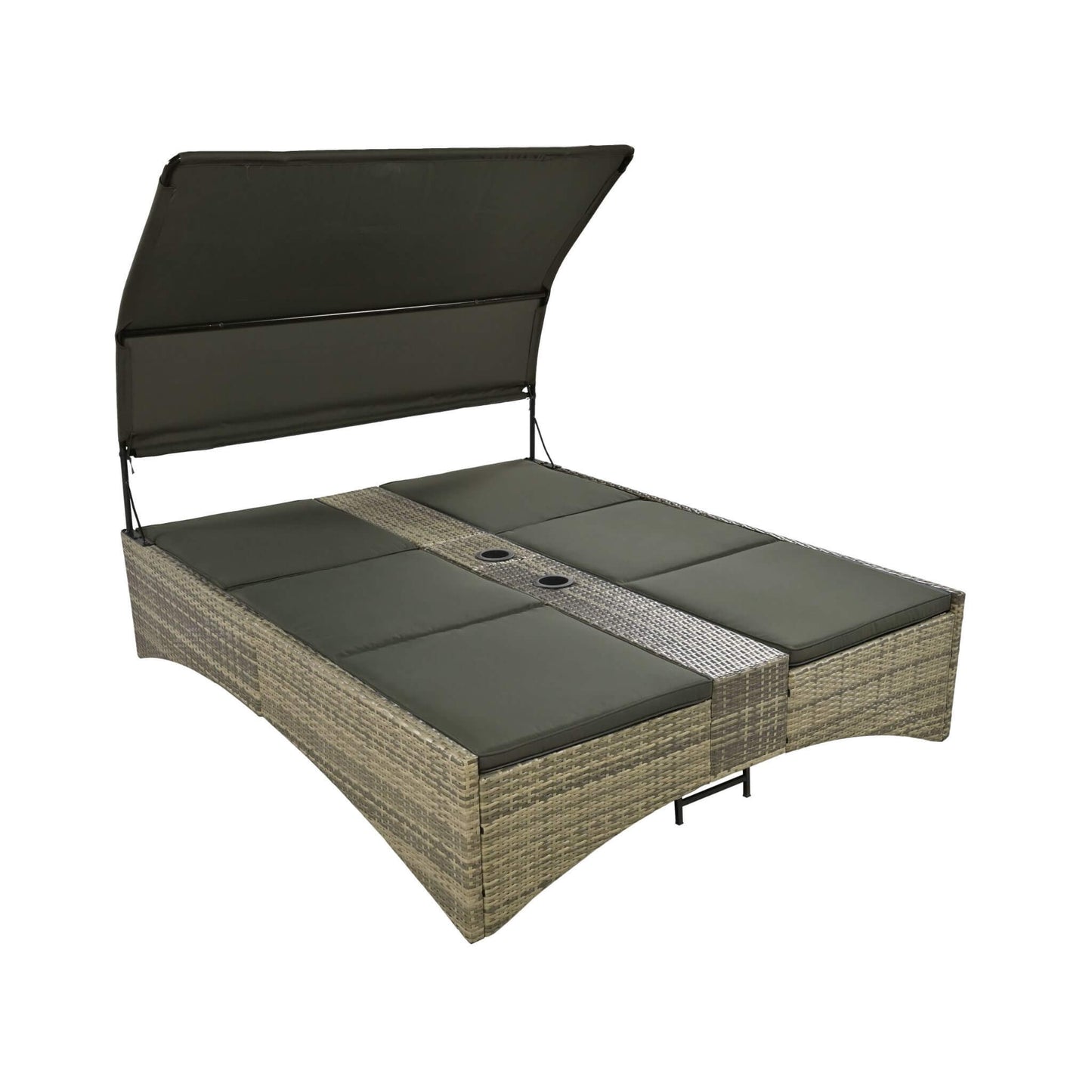 Outdoor Luxury Rattan Daybed with Canopy and Storage