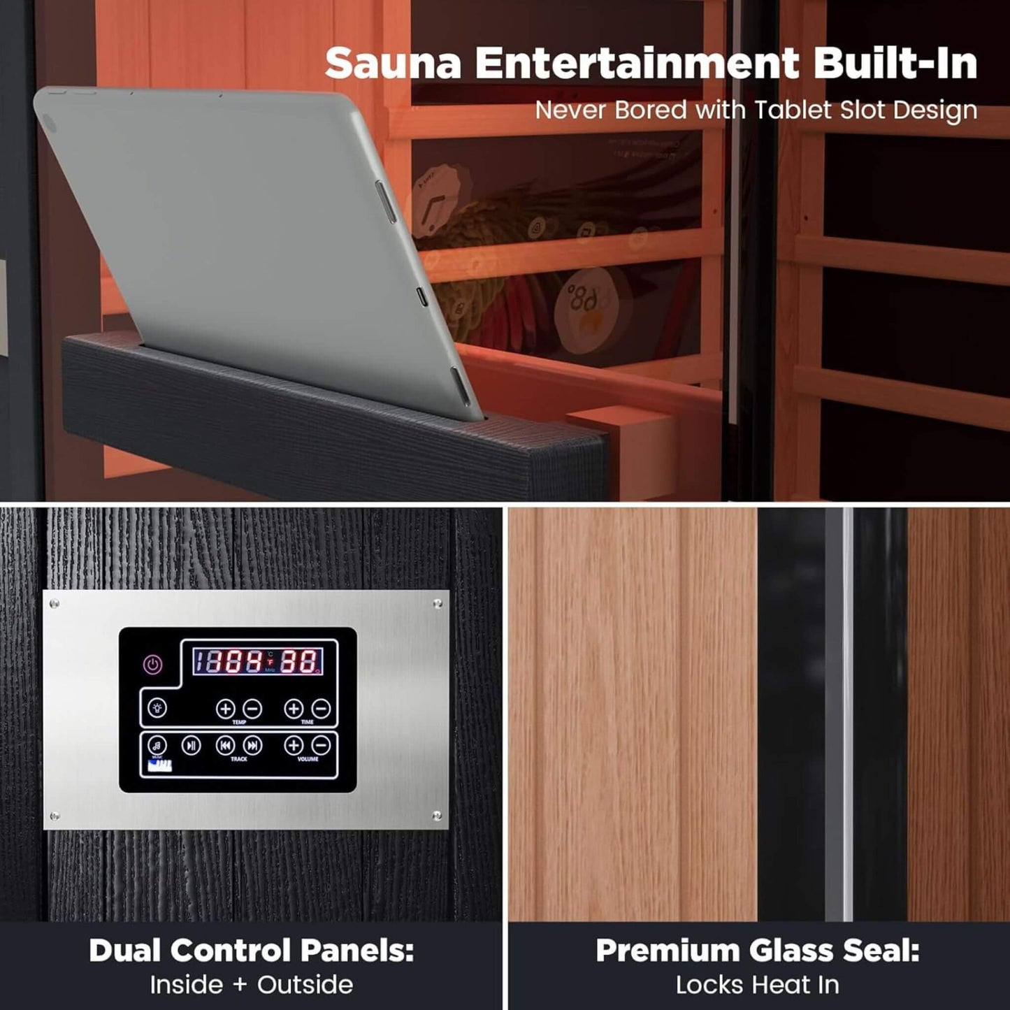 Thermora Pandora Premium 2-Person Infrared Sauna with Red Light Therapy & Himalayan Salt Panels
