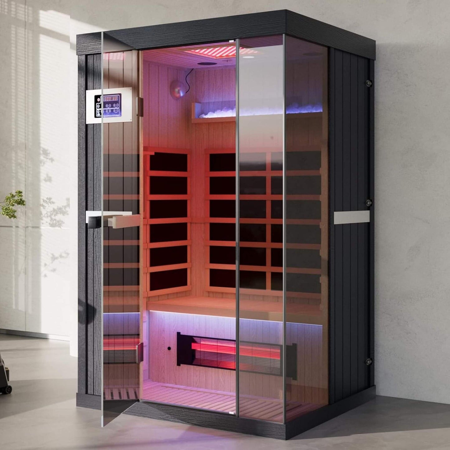 Thermora Pandora Premium 2-Person Infrared Sauna with Red Light Therapy & Himalayan Salt Panels