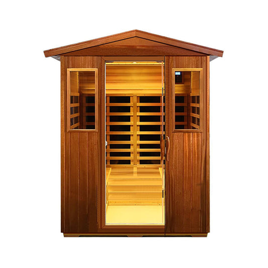 Premium Valois 4-Person 2050W Luxury Low EMF Outdoor FAR Infrared Home Sauna With Bluetooth Audio (SAK15372)